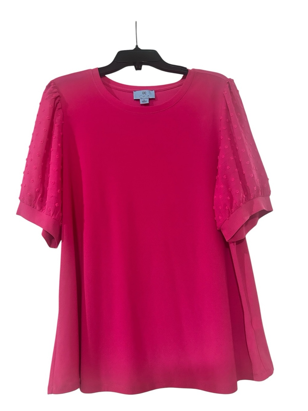 CeCe Hot Pink Short-Sleeve Puff Dot-Sleeve Tee